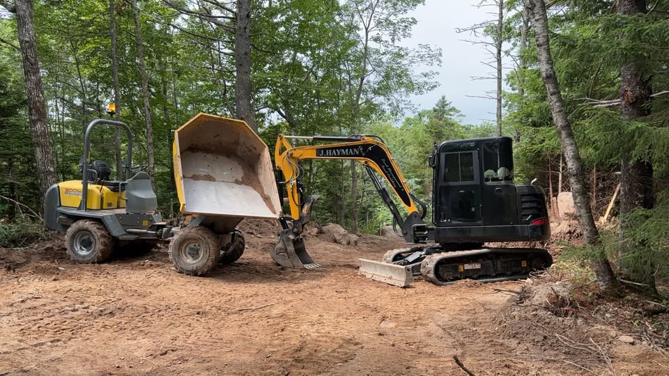 J. Hayman excavator and dumper on a Nova Scotia job site